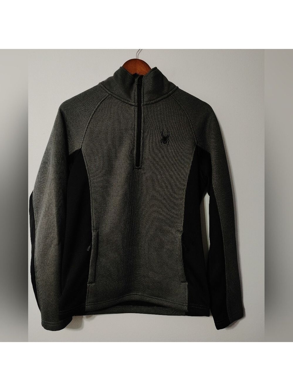 Men's SPYDER Outbound Quarter Zip Sweatshirt Dark Gray/Black SZ Small